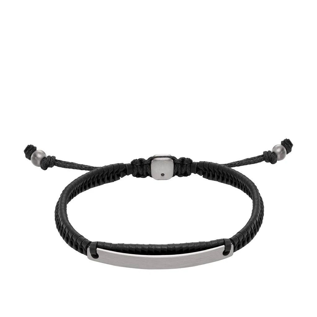Fossil Men's Elliott Black Leather ID Bracelet 1