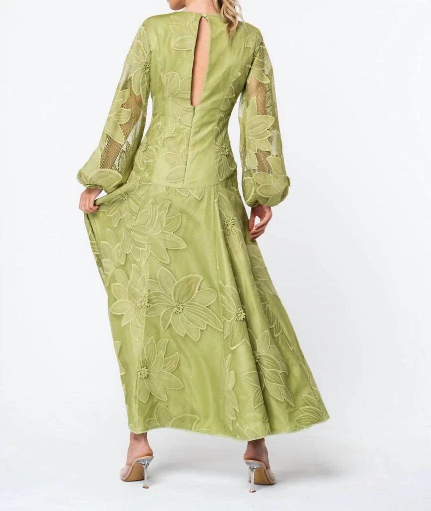 Ciebon Ciebon - Sarilla Long Sleeve Lace Maxi Dress - Green - XS