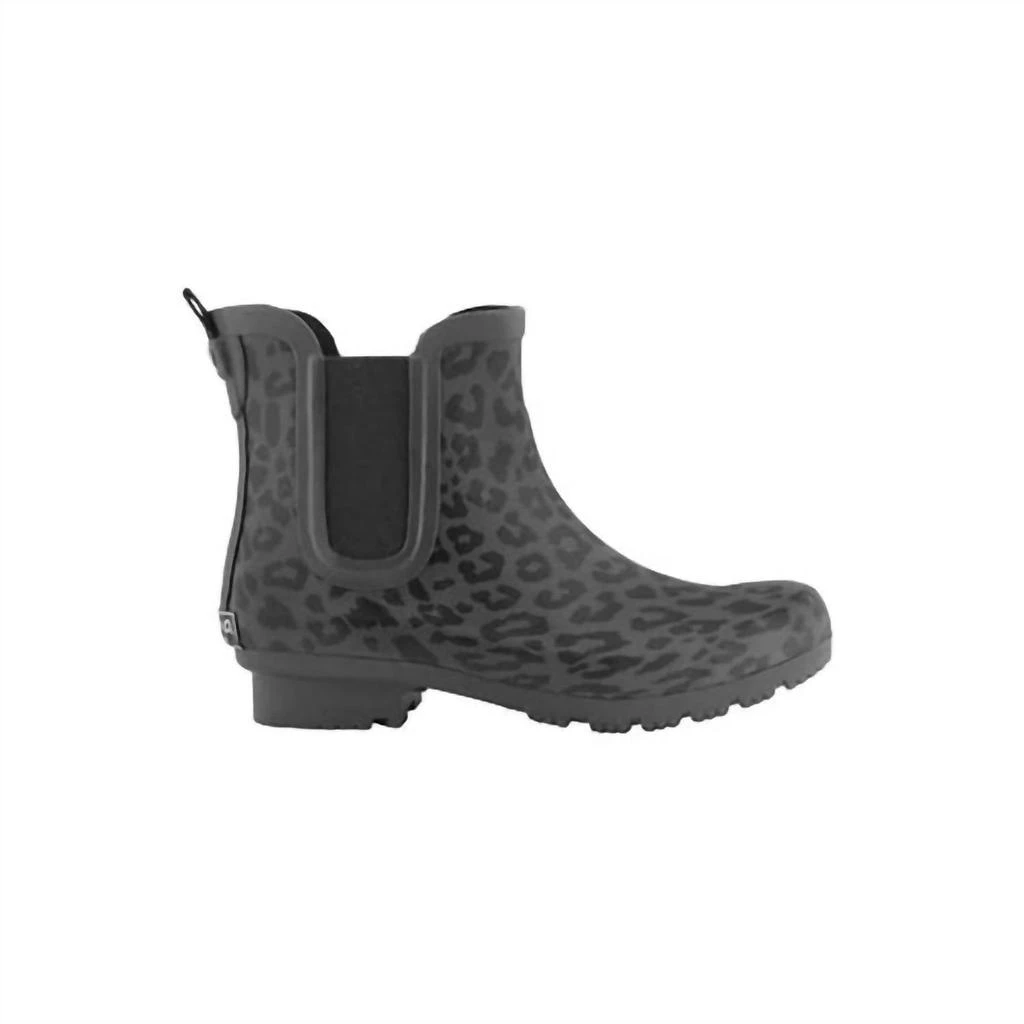 roma Women's Chelsea Leopard Print Rain Boot In Matte Gray 1