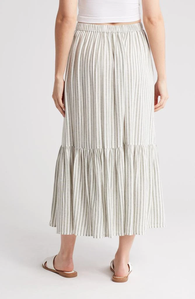 Caslon Stripe Tiered Linen Blend Midi Skirt 2