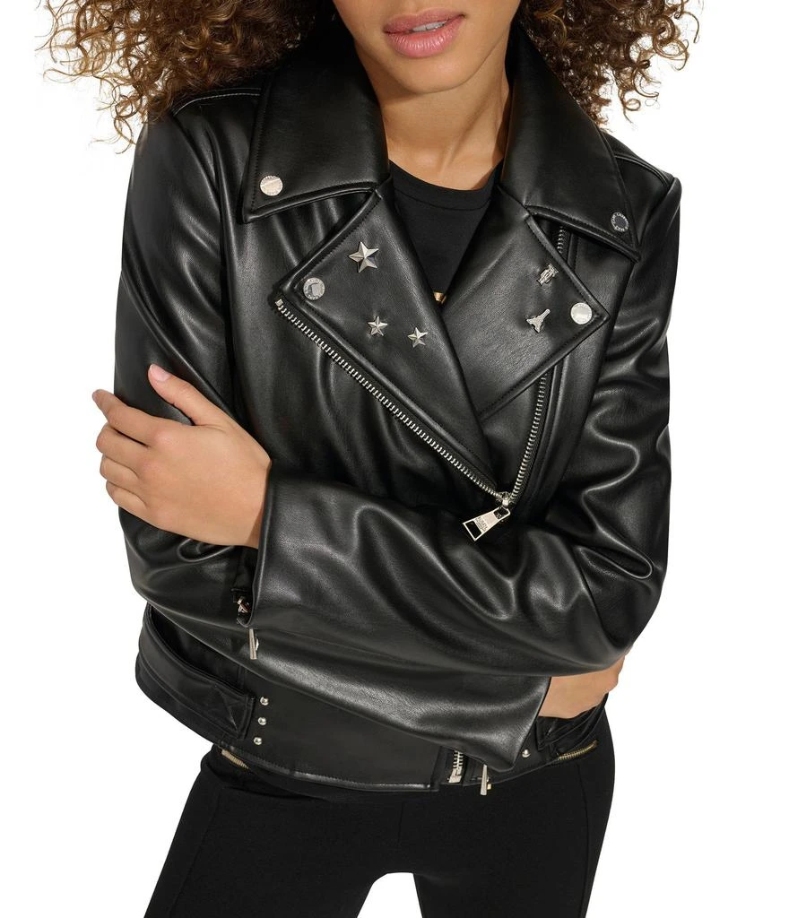 Karl Lagerfeld Paris FAUX LEATHER STUDS MOTO JACKET 4