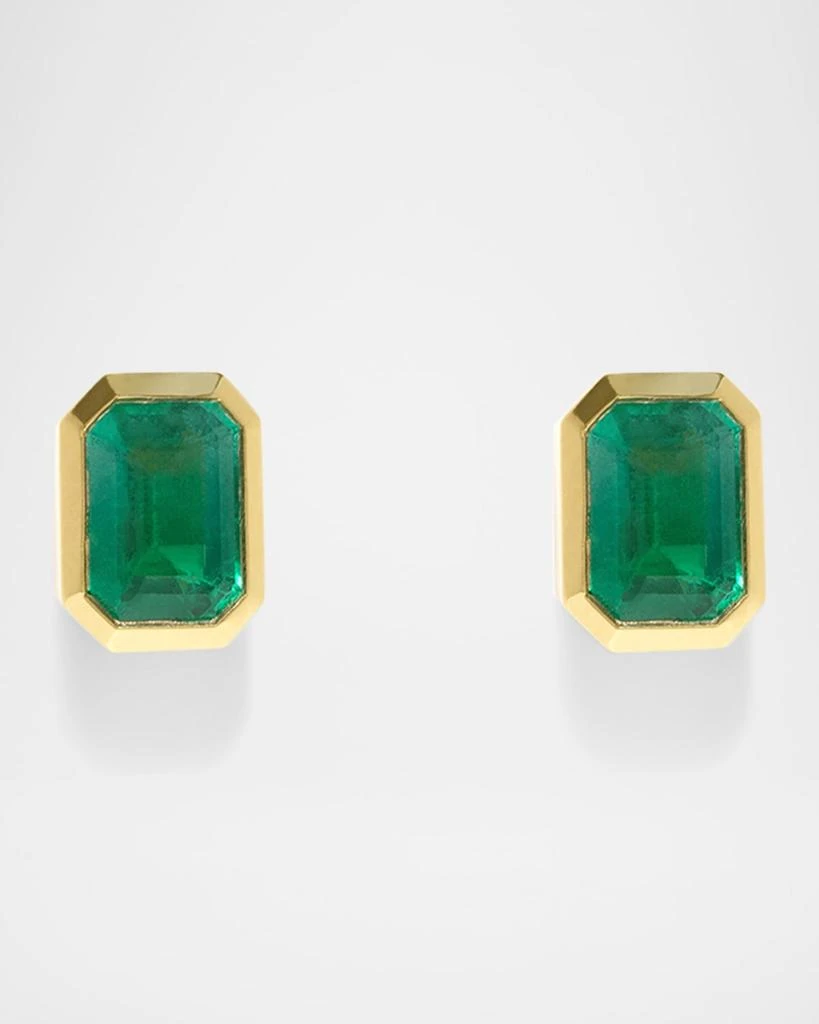Azlee 18K Yellow Gold Rich Medium Emerald Stud Earrings 1
