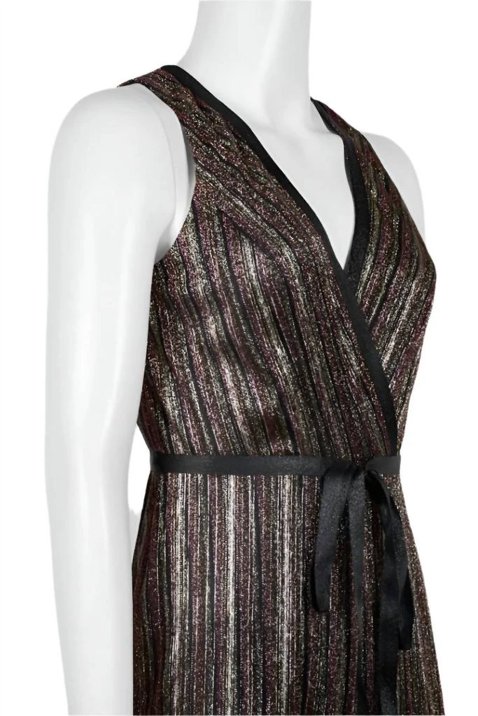 Aidan Mattox Aidan By Aidan Mattox - Sleeveless Piping Detail Tie Metallic Lurex Jumpsuit 5