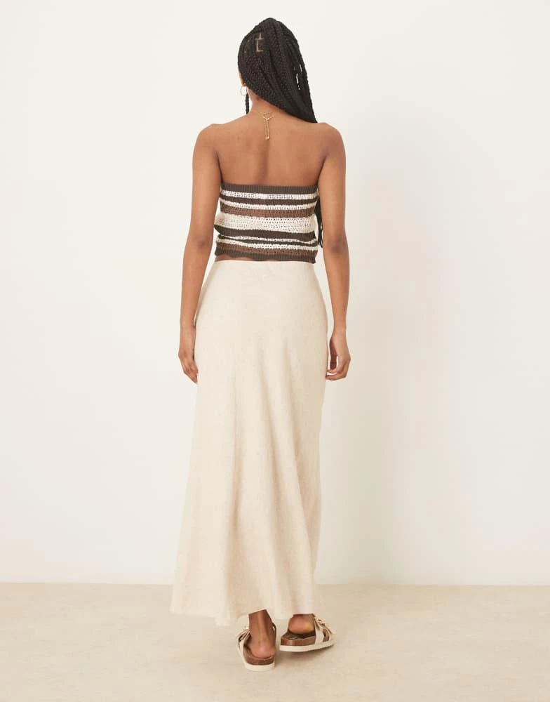 Abercrombie & Fitch Abercrombie & Fitch mid rise linen maxi skirt in oatmeal 3