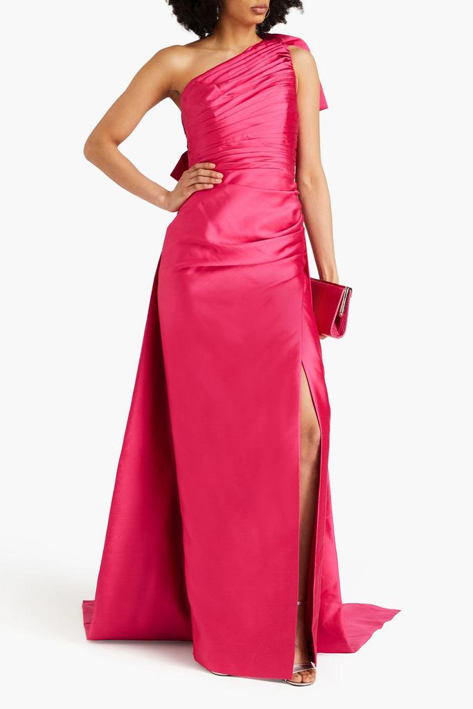 RACHEL GILBERT Marta one-shoulder bow-detailed satin gown