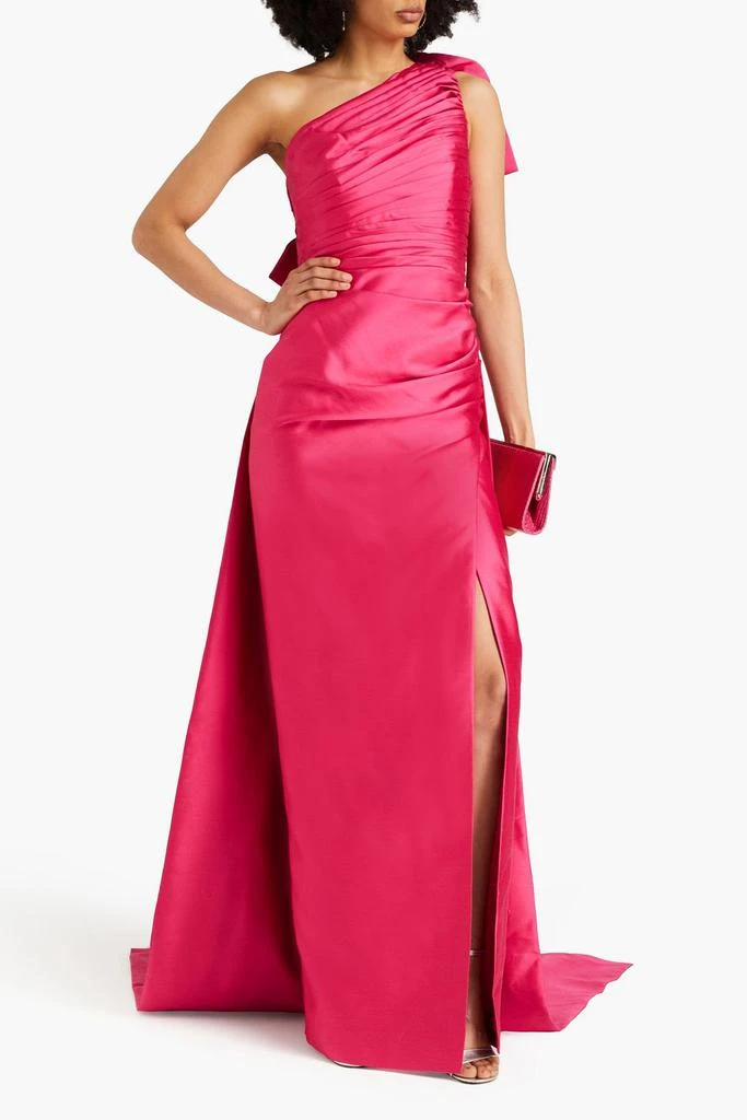 RACHEL GILBERT Marta one-shoulder bow-detailed satin gown 2