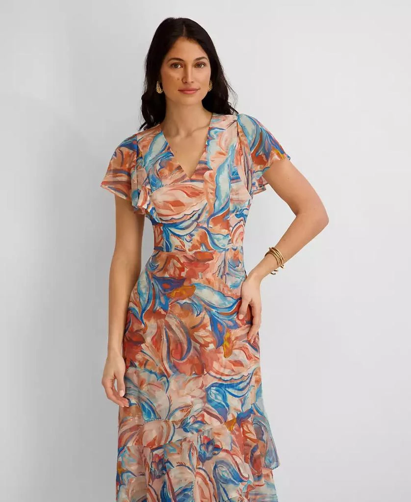 Kensie Women's Printed Burnout Chiffon A-Line Dress - Navy Multi - 8