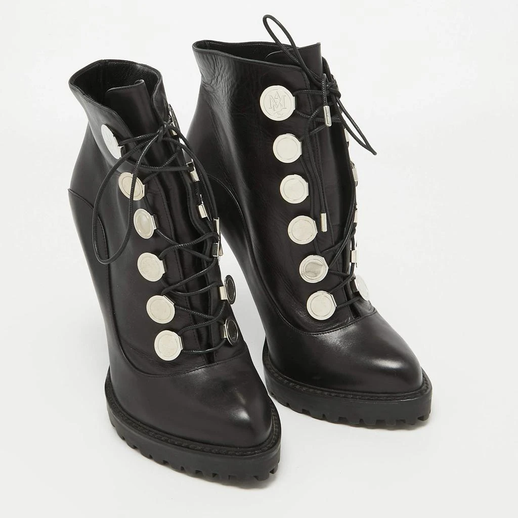 Alexander McQueen Alexander McQueen Black Leather Lace Up Platform Ankle Boots Size 40 4