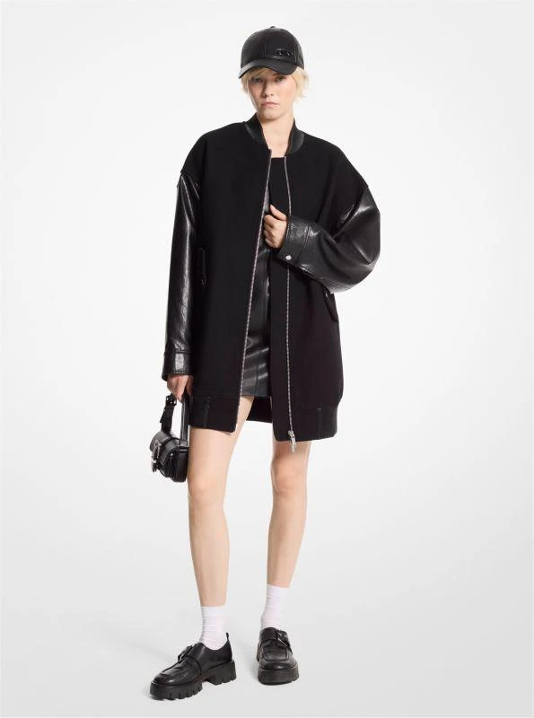 Michael Kors Oversized Mixed-Media Bomber Jacket 1