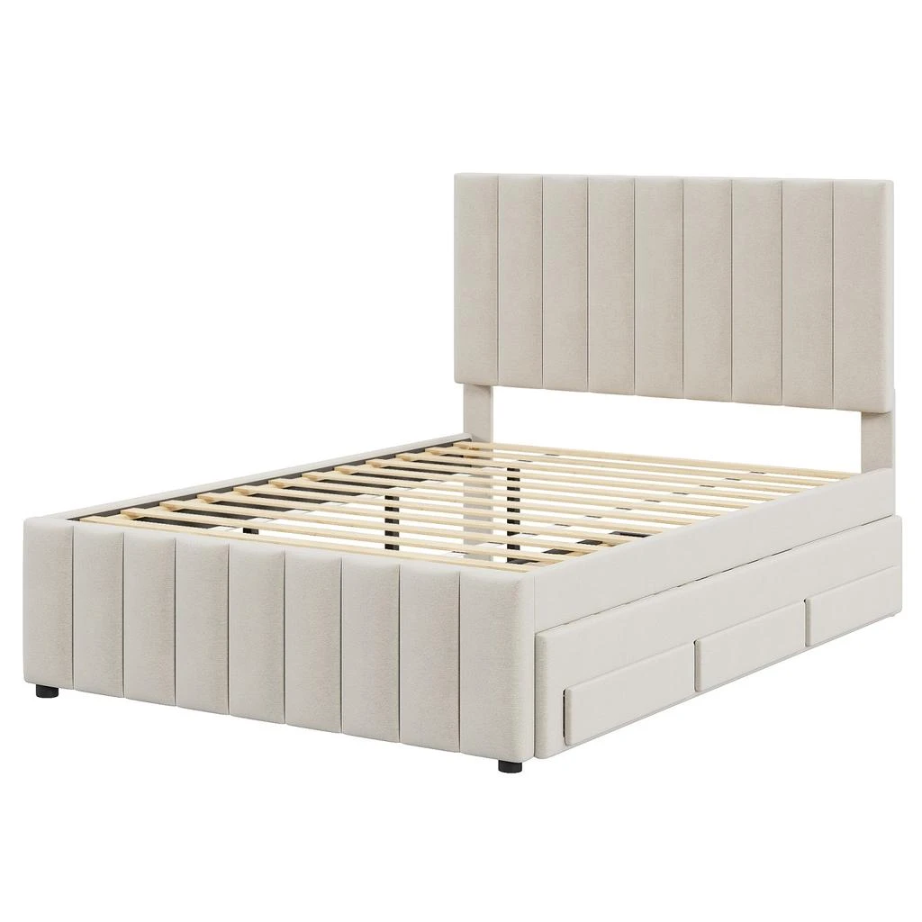 Streamdale Furniture Streamdale Upholstered Platform Bed with Trundle and Drawers 4