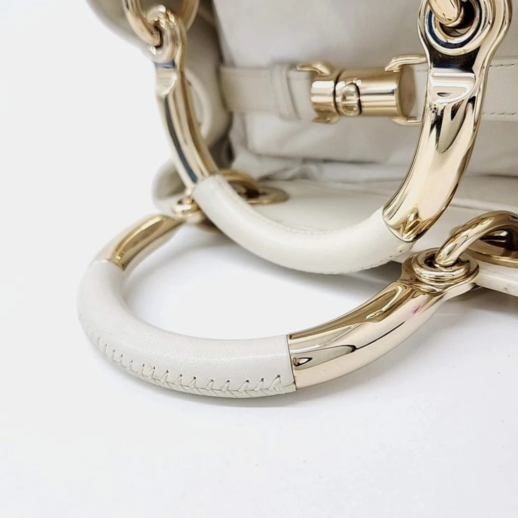 Dior Christian Dior White Leather Lady Dior 95.22 Bag 4