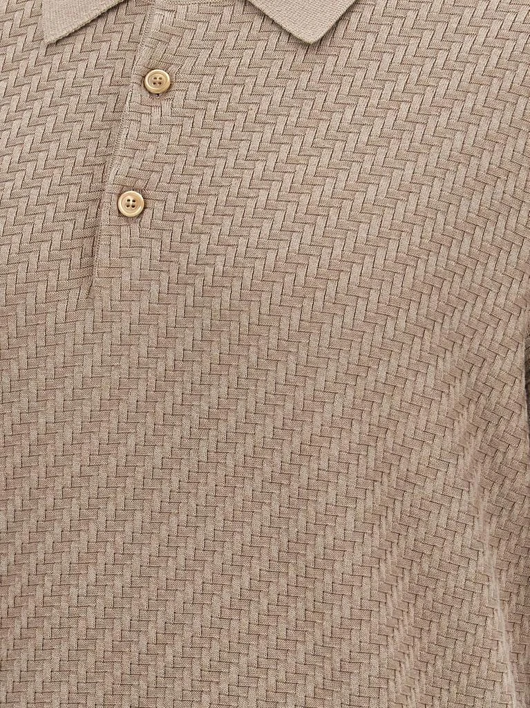 Brioni Brioni Woven Pattern Knitted Polo Shirt 4