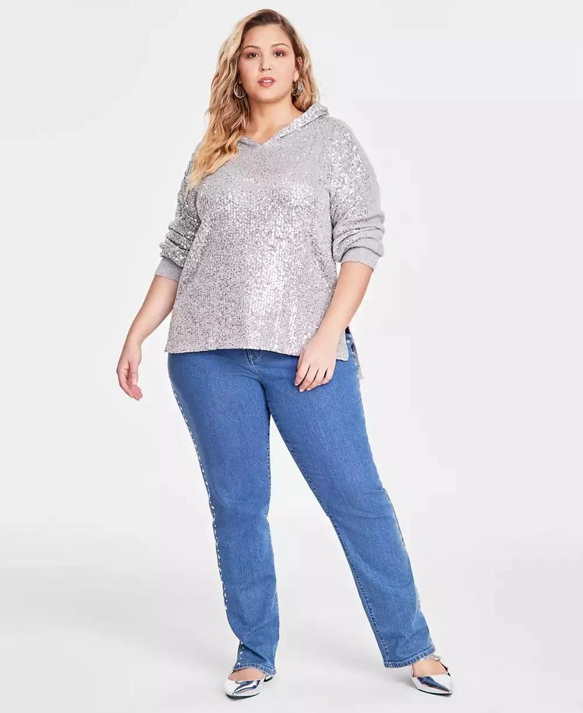 INC International Plus Size Sequin Sweater Hoodie, Created for Macy's 2