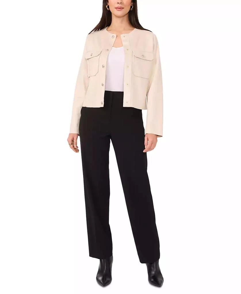 Vince Camuto Women's Faux-Suede Collarless Raw-Hem Jacket 3