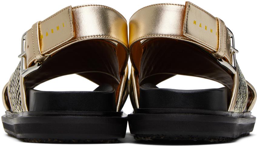 Marni Gold & Black Fussbett Sandals