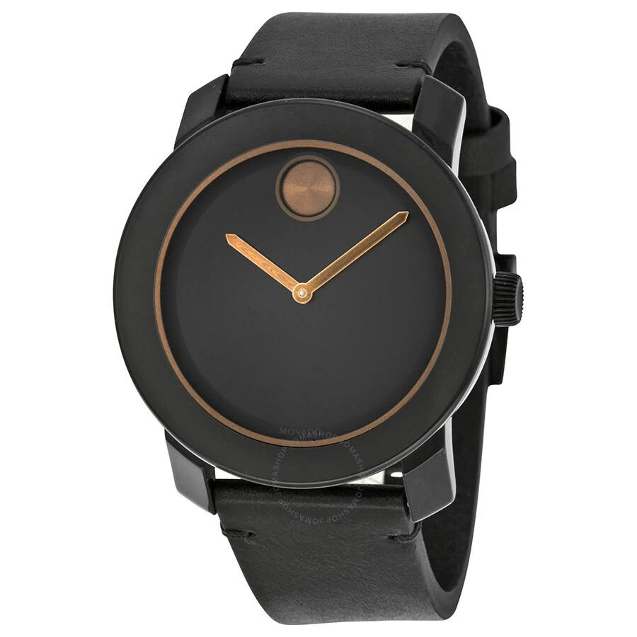 Movado Bold Black Dial Black Leather Men's Quartz Watch 3600297 1