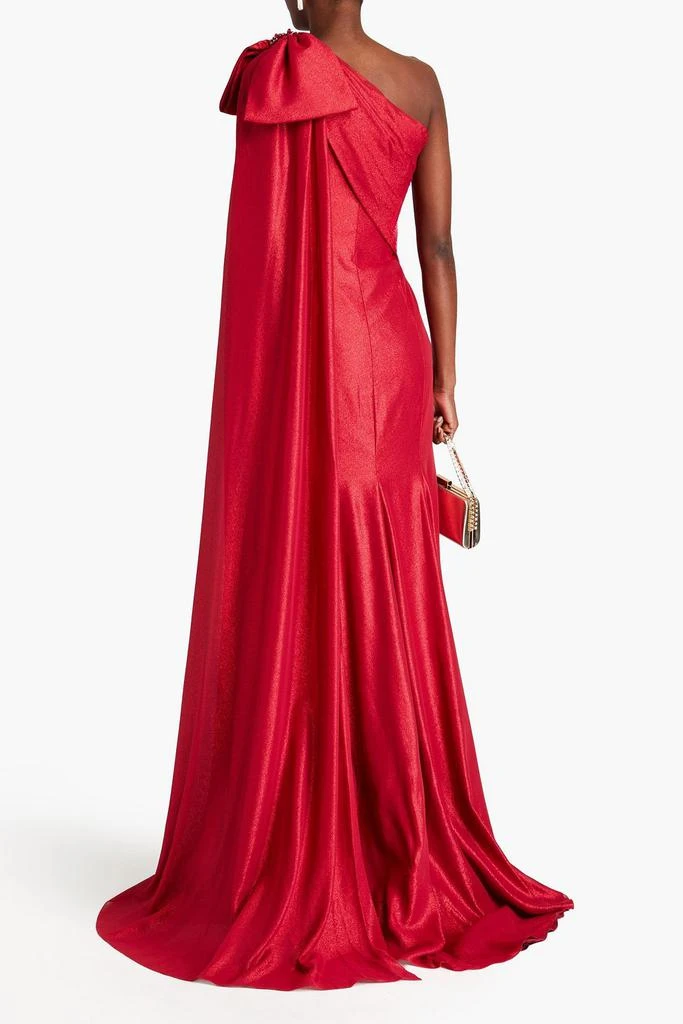Jenny Packham One-shoulder bow-detailed lamé gown 3