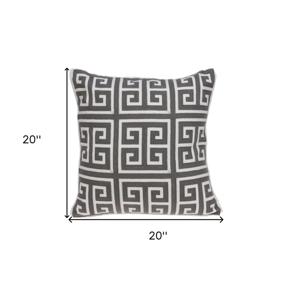 Hivvago 20" X 7" X 20" Cool Transitional Gray And White Pillow Cover With Poly Insert 3