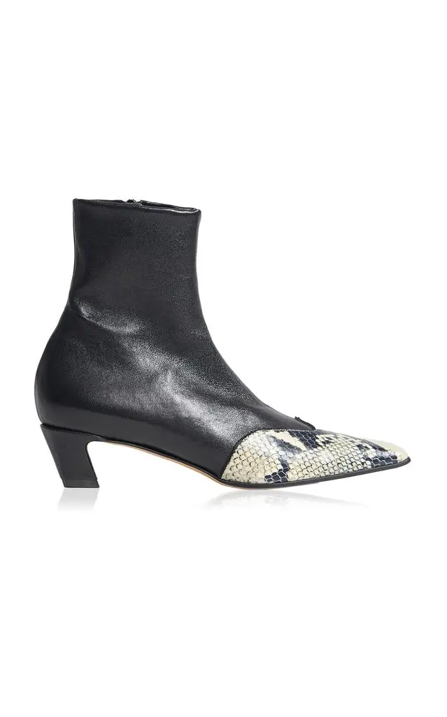 Khaite Khaite Dallas Leather Ankle Boots - Moda Operandi 1