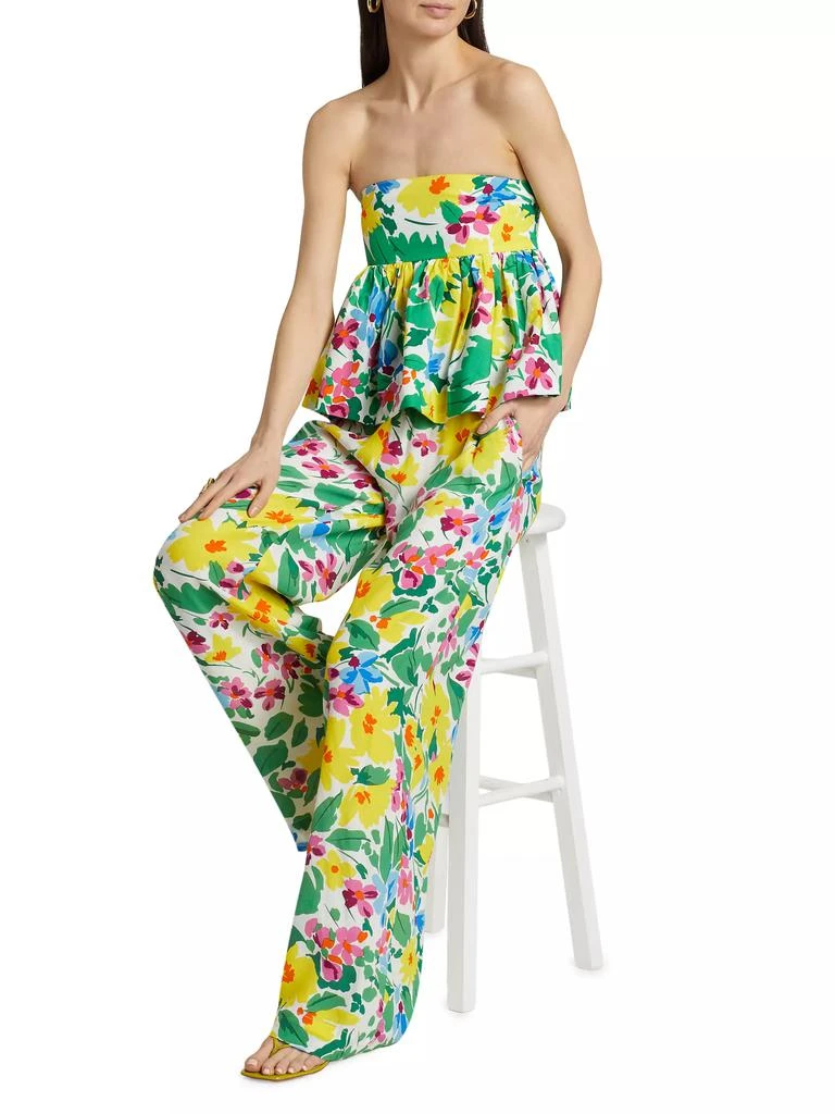 SWF Floral Cotton Strapless Peplum Top 2
