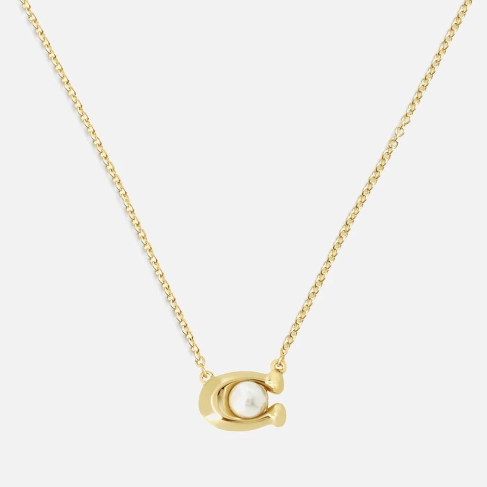 Coach Coach Earrings 
Necklace C Gold-Tone Faux Pearl Set 2