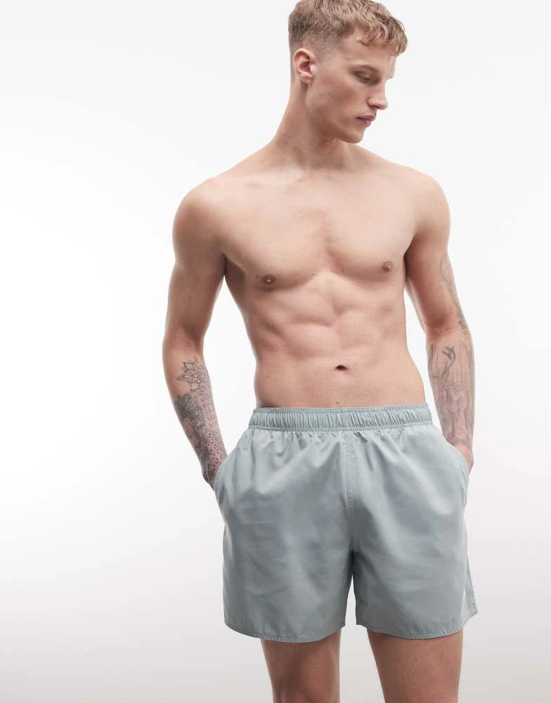 Adidas adidas Training 5in swimshorts in sage and white 3