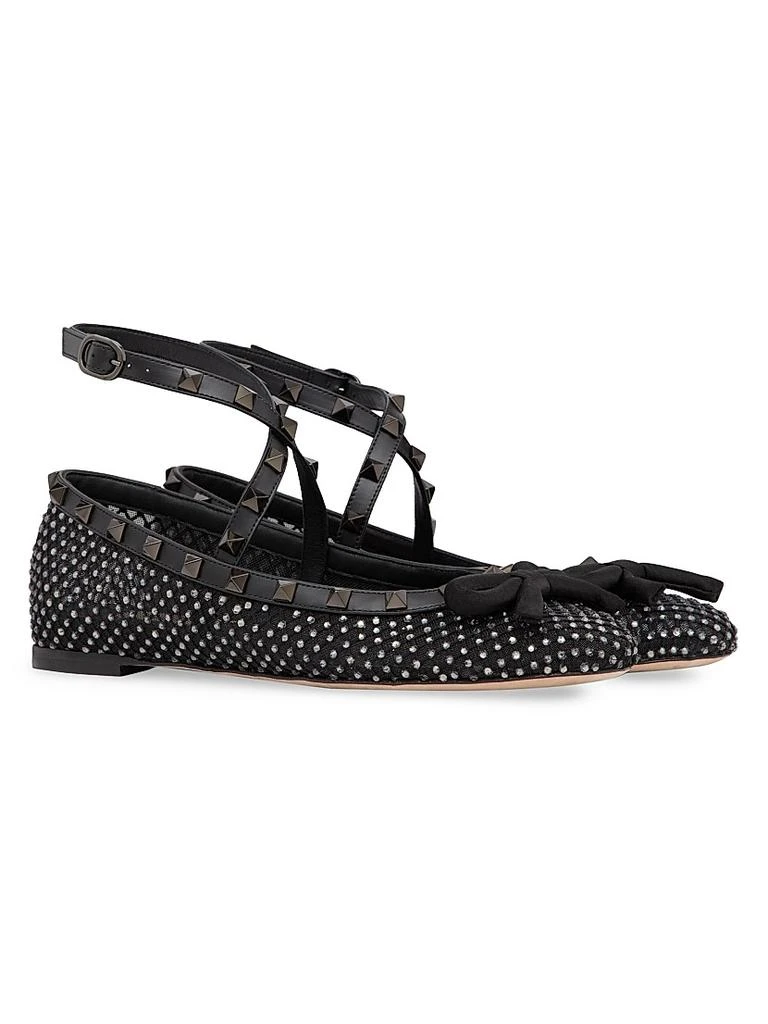 Valentino Rockstud Mesh Ballerina Flats With Crystals 2