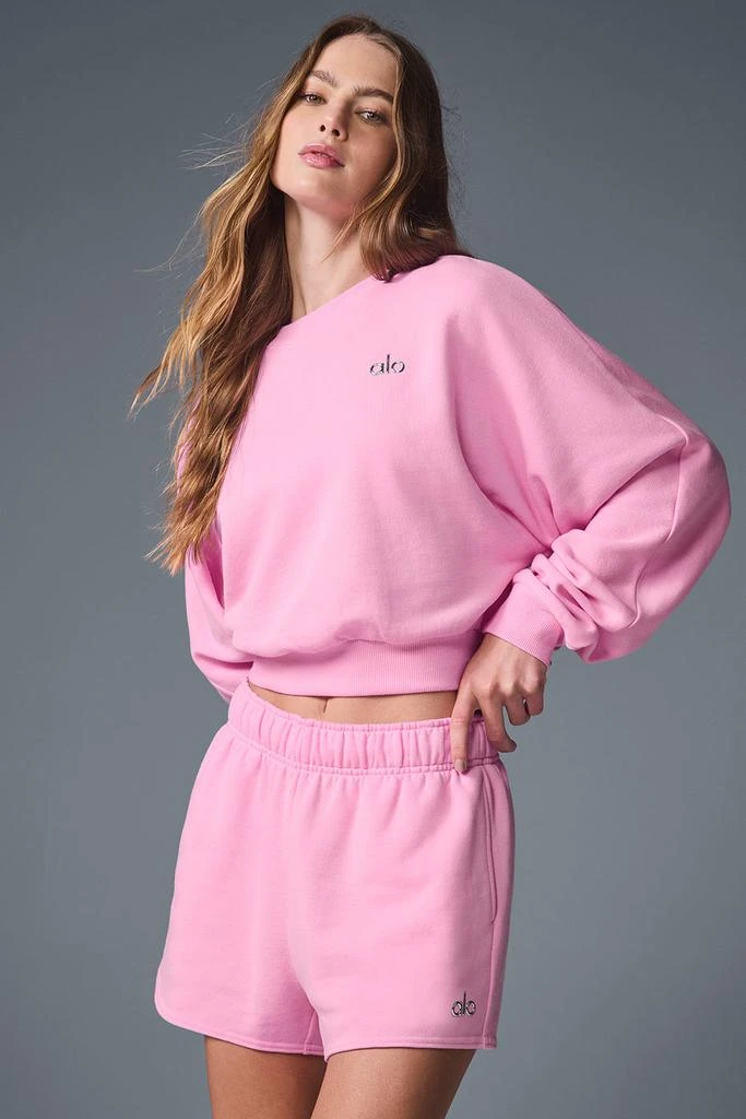 Alo Cropped Accolade Crewneck - Sweet Pink 3
