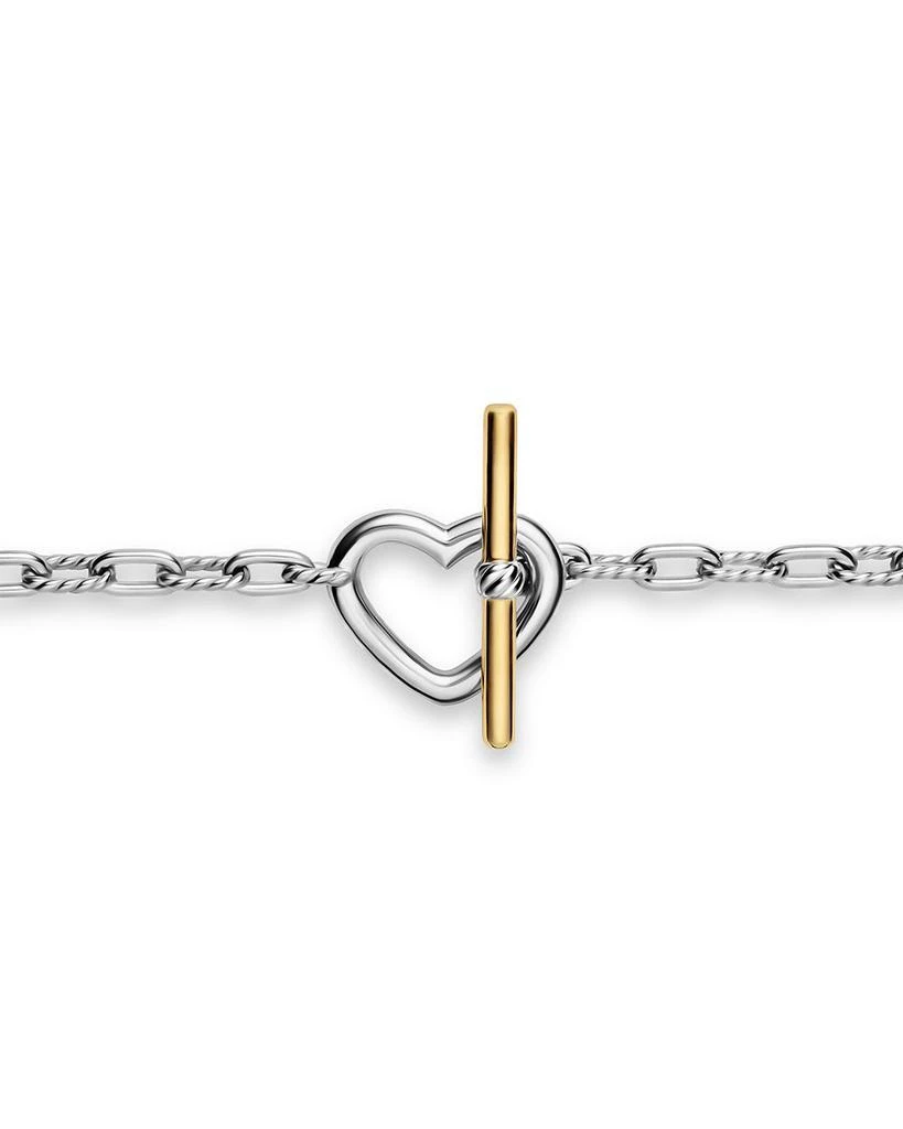 David Yurman DY Madison® Heart Toggle Chain Bracelet in Sterling Silver with 18K Yellow Gold, 3mm 4