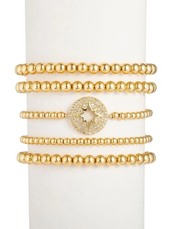 Eye Candy LA Luxe Northstar 5-Piece 18K Goldplated & Cubic Zirconia Beaded Bracelet Set 1