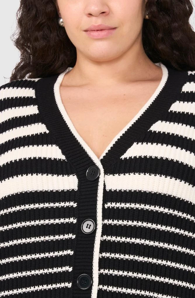 Halogen Variegated Stripe Cotton Blend Cardigan 3