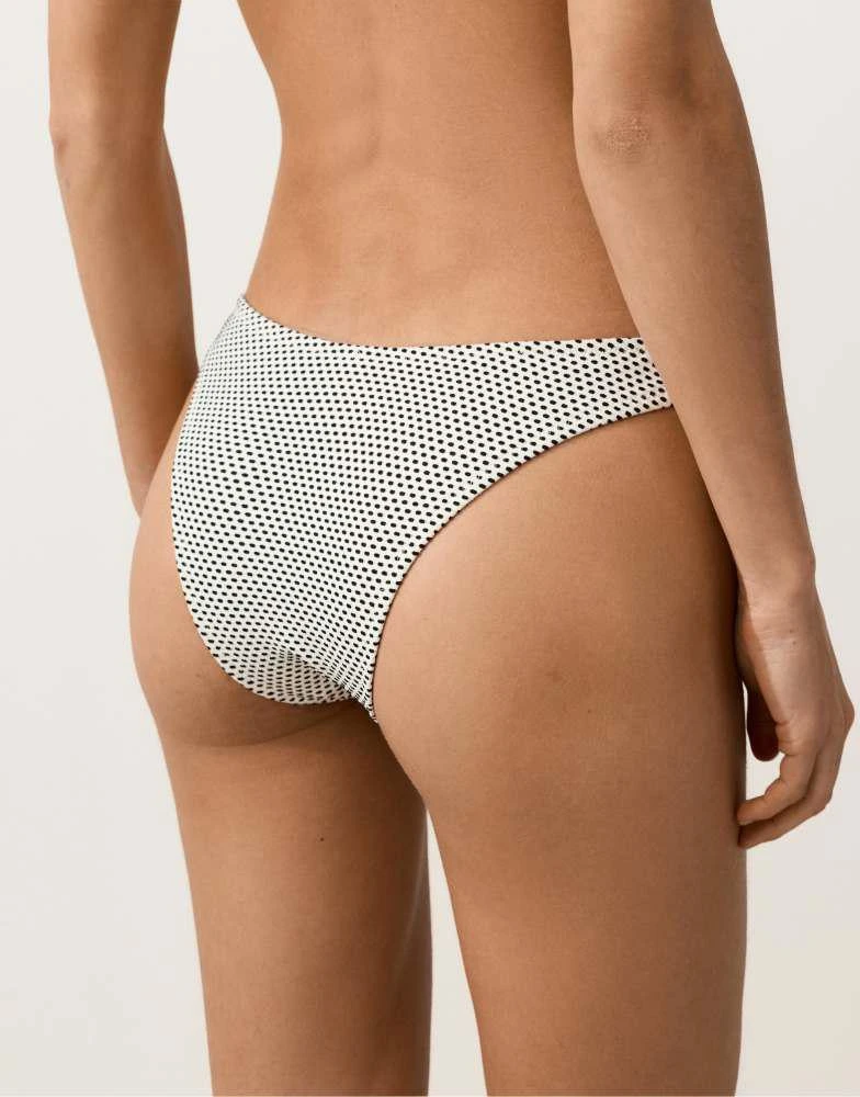 OYSHO OYSHO Polka dot jacquard u-cut medium-coverage bikini briefs in white and black 3