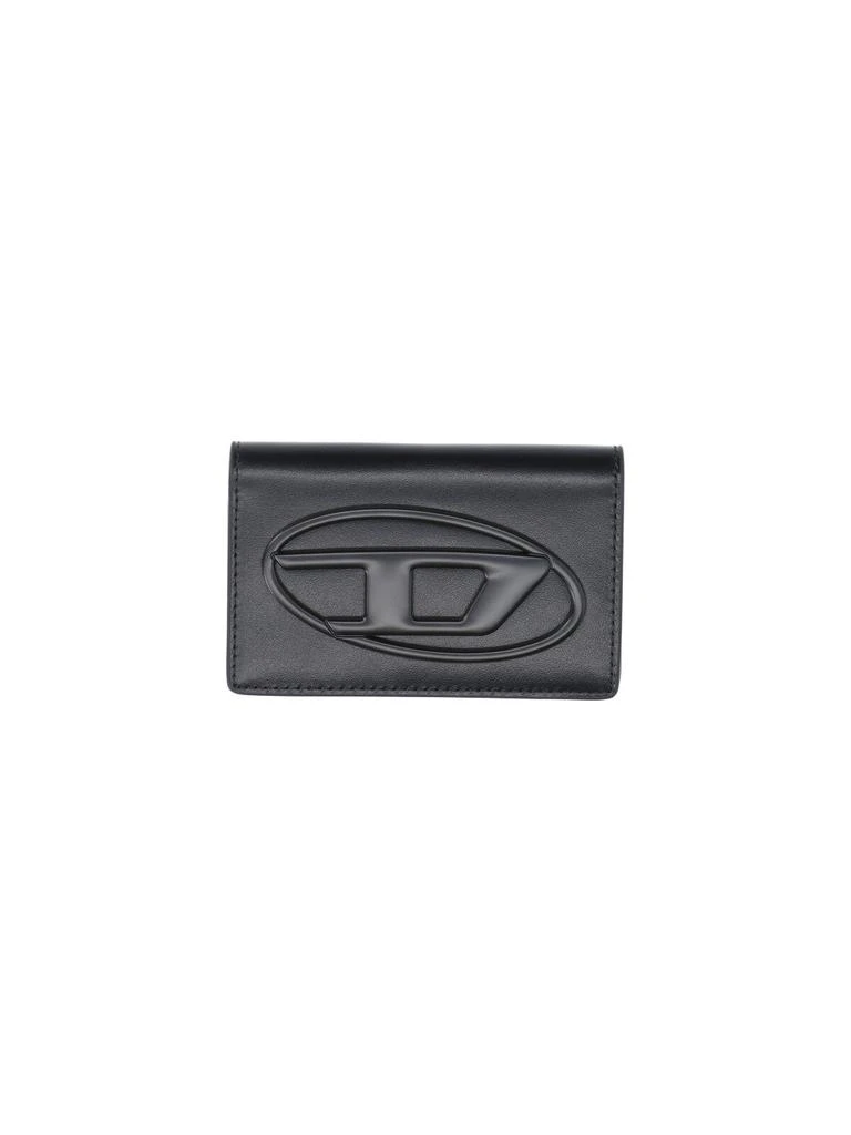 Diesel Black Leather Cardholder With Tone-On-Tone Logo