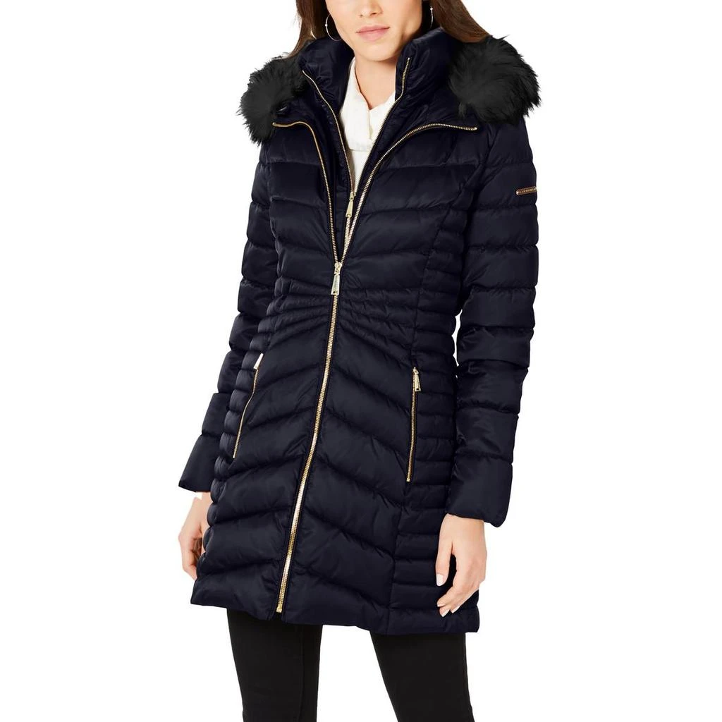 Laundry by Shelli Segal Womens Faux Fur Trim Hooded Puffer Jacket 3