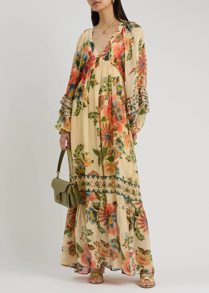 Farm Rio Delicate Garden printed chiffon maxi dress  4