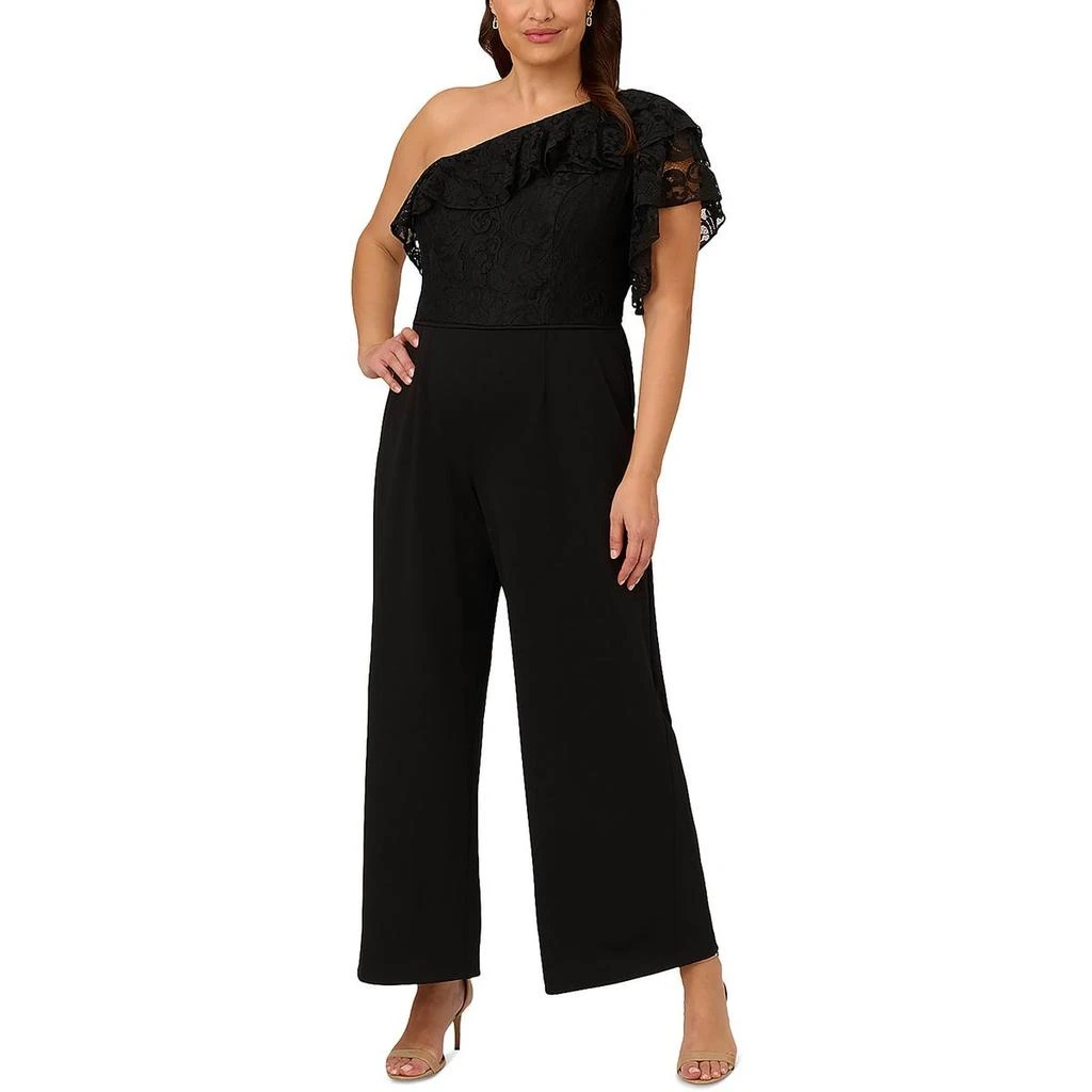 Adrianna Papell Womens Lace One Shoulder Jumpsuit 3