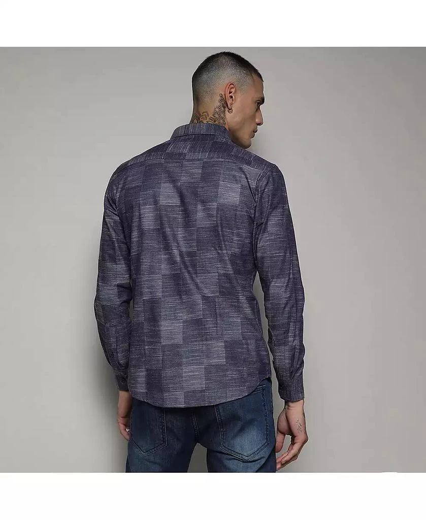 Campus Sutra Men
s Steel Blue Heathered Denim Check Shirt 3