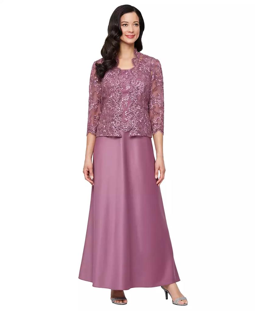 Alex Evenings Women's Stretch Tulle 3/4-Sleeve Jacket Dress