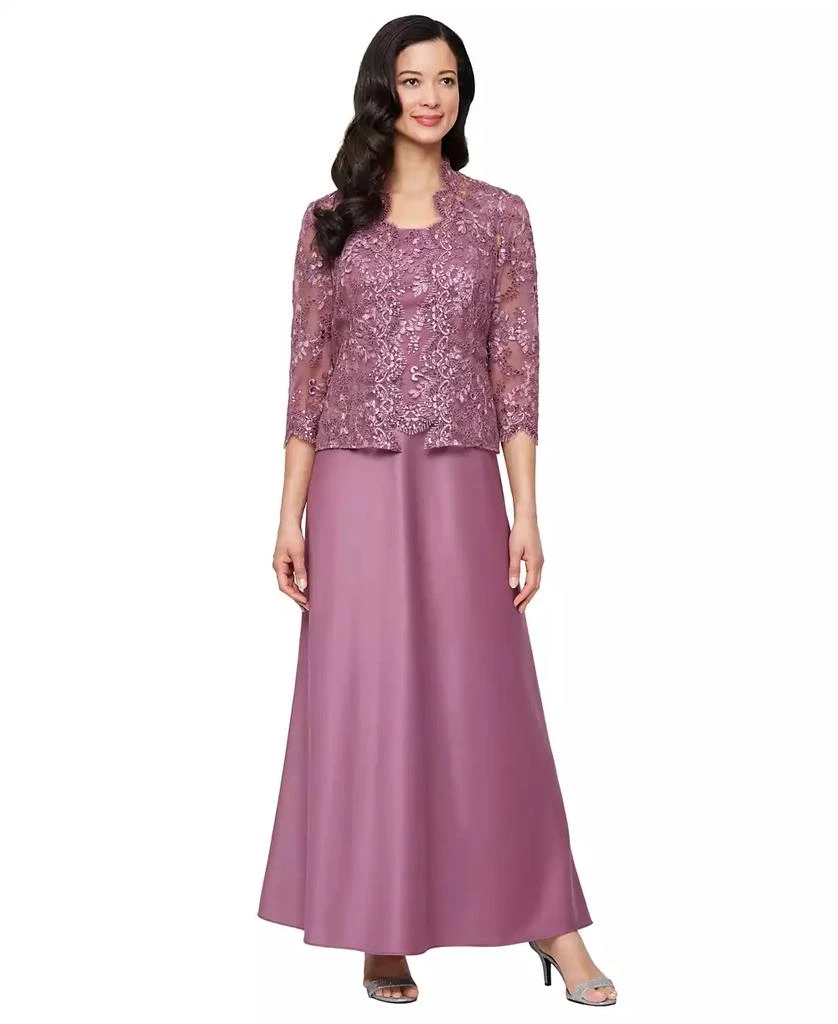 Alex Evenings Women's Stretch Tulle 3/4-Sleeve Jacket Dress 1