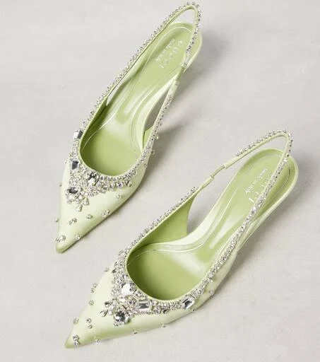 Gucci Crystal-embellished satin slingback pumps 5