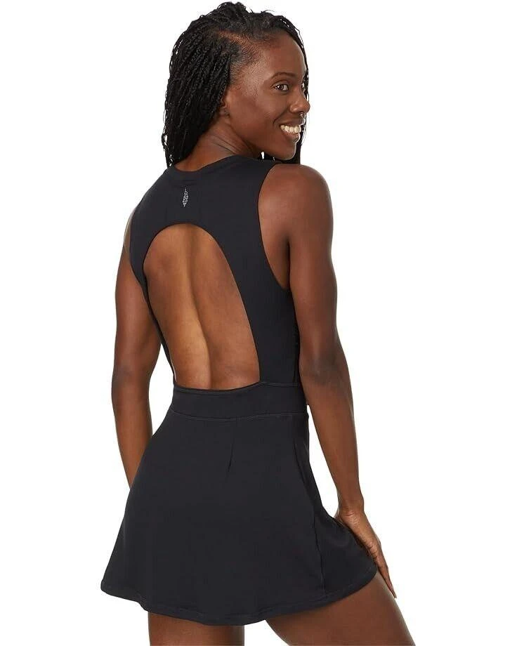 Free People Easy Does It Dress Women's Small Black Ruched Activewear ERK831 3