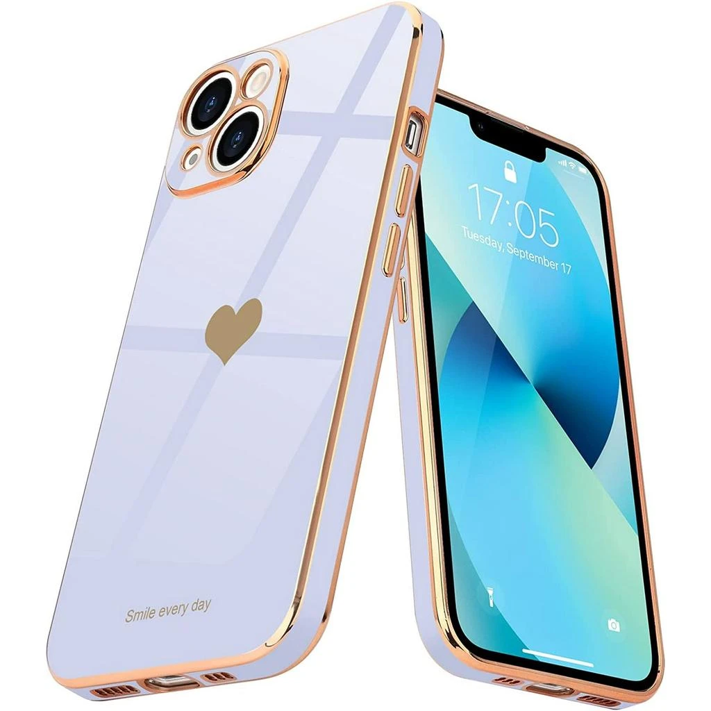 ENTRONIX Entronix Bundle Compatible with iPhone 14 - [Flexible] Glossy Heart Case 
2 Clear Screen Protectors 7