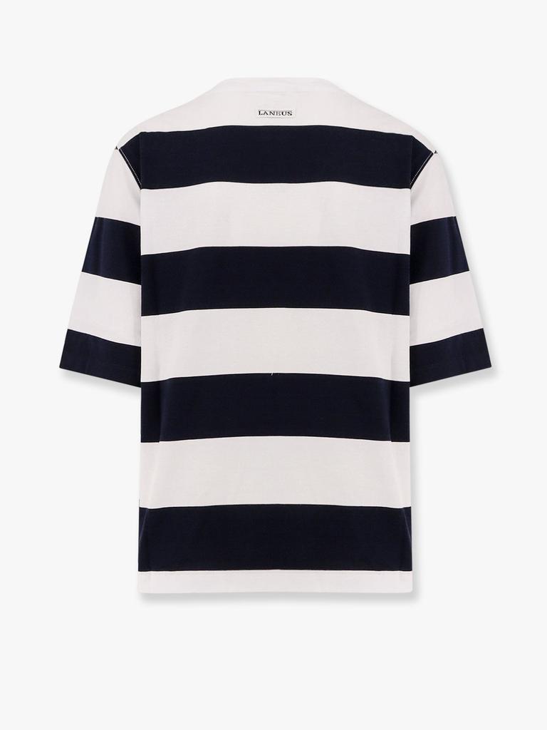LANEUS Striped cotton t-shirt with logo embroidery on the front