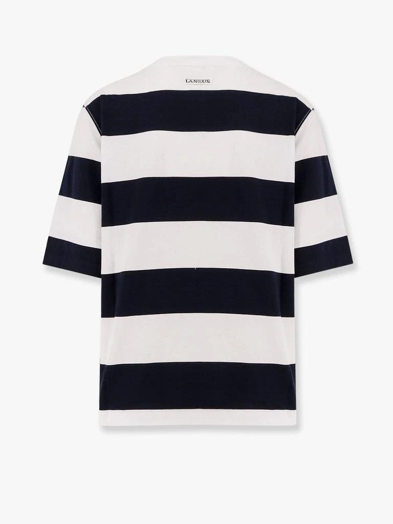 LANEUS Striped cotton t-shirt with logo embroidery on the front 2