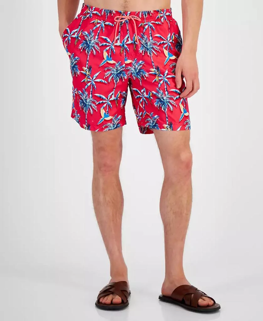 Club Room Men's Palm Parrot Quick-Dry Tropical-Print 7" Swim Trunks, Created for Macy's 1