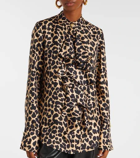 Balmain Leopard-print ruffled silk blouse 6