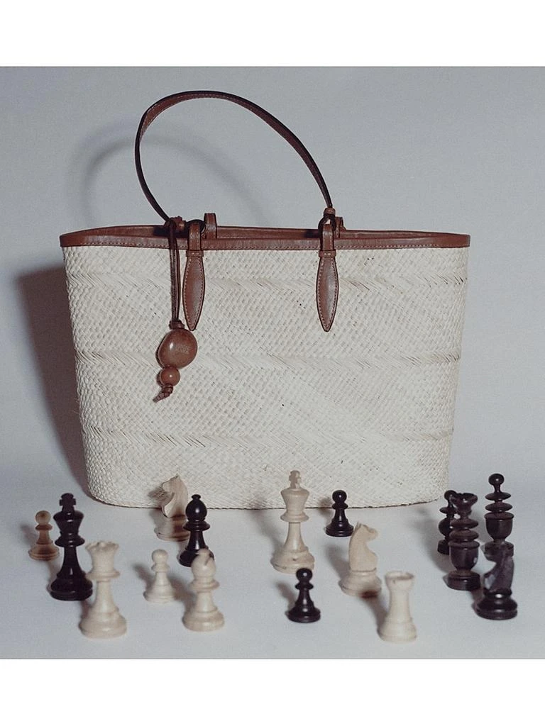 Hunting Season Leather-Trimmed Woven Tote Bag 6