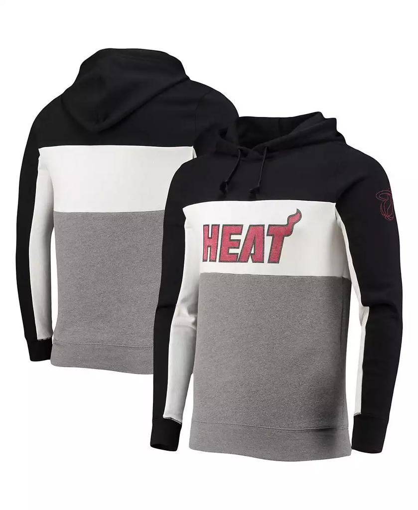 Junk Food Men's Black, White Miami Heat Wordmark Colorblock Fleece Pullover Hoodie