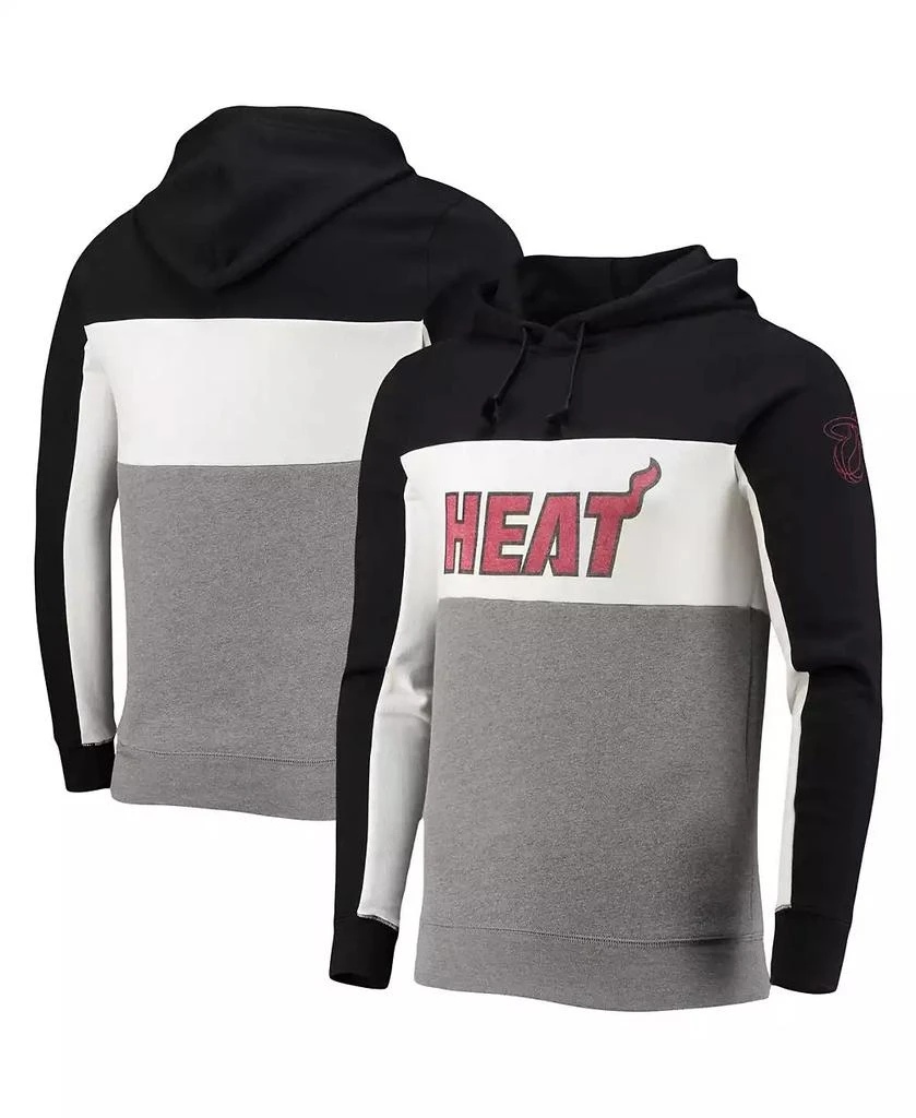 Junk Food Men's Black, White Miami Heat Wordmark Colorblock Fleece Pullover Hoodie 1