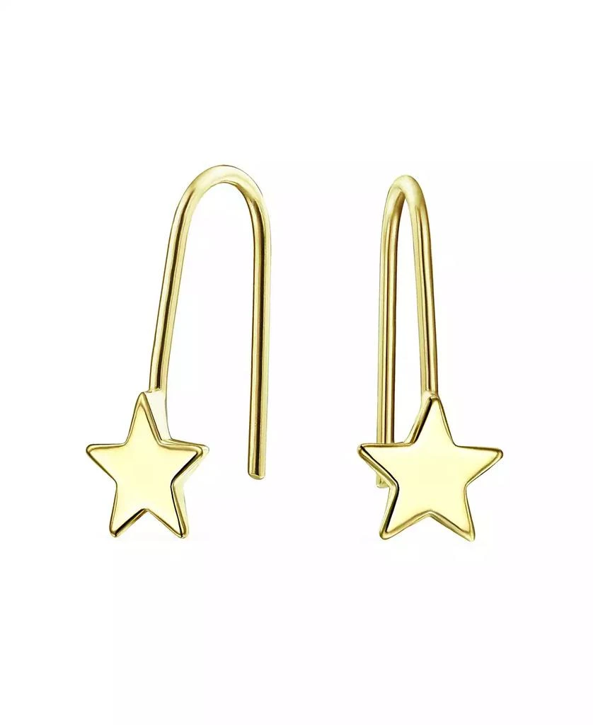 Bling Jewelry Minimalist Tiny Celestial USA Patriotic Rock Star Threader Earrings 14K Yellow Gold 1